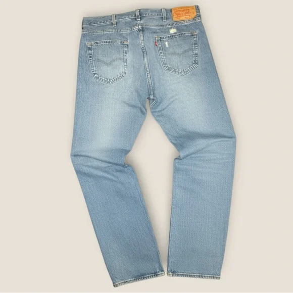 Levi’s 501 Jeans 38x34 Y2K Distressed Light Wash Straight Leg Denim Mens - Picture 10 of 10